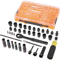 Jeu complet de douilles &agrave; chocs ouvertes & basculantes KNECT, 39 Mcx, Chocs Fastek