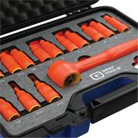 3/8" Drive SAE & Metric Hex Bit Insulated Socket and Attachment Set, 1000 V, 16 Pcs Fastek