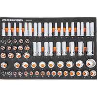 Jeu d'outils m&eacute;triques pour m&eacute;canicien MEGAMOD dans des plateaux en mousse modulaire avec armoire roulante &agrave; outils, 358 morcea Fastek