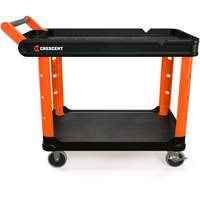 RAILWORKS 2-Shelf Industrial Utility Cart with 5" Hard Casters, 47" L x 24-1/2" W x 34" H, Black/Orange Fastek