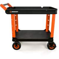 RAILWORKS 2-Shelf Industrial Utility Cart with 8" Casters, 47" L x 24-1/2" W x 37-4/5" H, Black/Orange Fastek