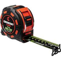 Shockforce NITE EYE Tape Measure, 1-1/4" x 25'/8 m, Metric/SAE Graduations Fastek