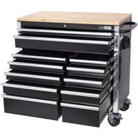 HDRC4112 HD Series Roller Cabinet, 12 Drawers, 41" W x 21" D x 40-3/10" H, Black Fastek