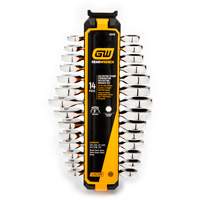 Jeu de cl&eacute;s courtes &agrave; 12 pans et 72 dents, Combinaison &agrave; cliquet, 14 morceaux, Imp&eacute;rial et m&eacute;trique Fastek