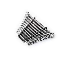 Jeu de cl&eacute;s SAE &agrave; 12 pans et 90 dents, T&ecirc;te articul&eacute;e/Combinaison &agrave; cliquet, 10 morceaux, Imp&eacute;rial Fastek