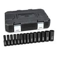6 Point Metric Socket Set, 14 Pcs, Impact, 1/2" Drive Size, Deep Fastek