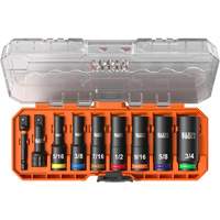 KNECT Drive Socket Set, 9 Pcs, Impact, 3/8" Drive Size, Deep Fastek