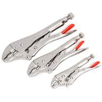Curved Jaw Locking Pliers with Wire Cutter Set, 3 Pieces Fastek