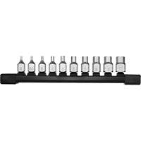 Low-Profile Metric Bit Socket Set, Hex, 1/4" Drive, 10 Pcs Fastek