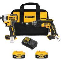 MAX Brushless Cordless Drywall Screw Gun & Impact Driver Kit, 20 V Fastek