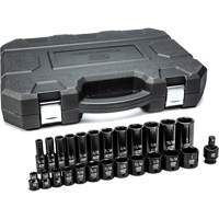 6-Point SAE Socket Set, 25 Pcs, Impact, 3/8" Drive Size, Deep Fastek