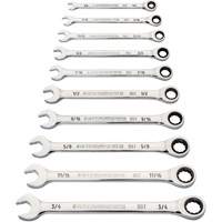 90-Tooth 12-Point Wrench Set, Ratcheting Combination, 10 Pieces, Imperial Fastek
