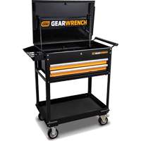 Utility Cart, 2 Drawers, 32-1/2" W x 42" H, Black/Orange Fastek