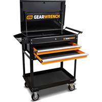 Utility Cart, 2 Drawers, 32-1/2" W x 42" H, Black/Orange Fastek