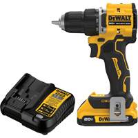 ATOMIC COMPACT SERIES Brushless Cordless Drill/Driver Kit, Lithium-Ion, 20 V, 1/2" Chuck Fastek