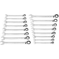 90-Tooth 12-Point Reversible Wrench Set, Ratcheting Box, 16 Pieces, Metric Fastek