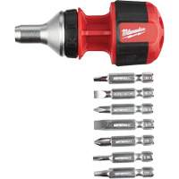 Tournevis compact &agrave; cliquet 8-en-1 &agrave; embouts multiples avec porte-embout de 1/4", Prise Coussin&eacute;e Fastek
