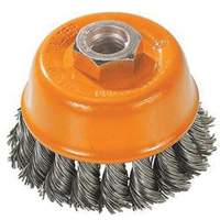 Knot-Twisted Wire Cup Brush, 3" Dia. x M10x1.25 Arbor Fastek