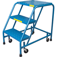 Rolling Step Ladder, 3 Steps, 18" Step Width, 28" Platform Height, Steel Fastek