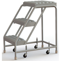 Rolling Ladder, 3 Steps, 16" Step Width, 30" Platform Height, Aluminum Fastek