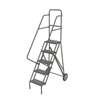 Steel Rolling Ladder, 5 Steps, 16" Step Width, 50" Platform Height, Steel Fastek