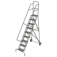 Steel Rolling Ladder, 9 Steps, 16" Step Width, 90" Platform Height, Steel Fastek