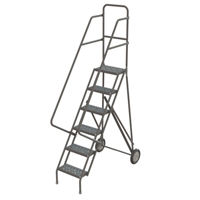 Rolling Ladder, 6 Steps, Serrated, 66" High Fastek