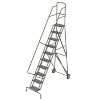 Rolling Ladder, 10 Steps, Serrated, 106" High Fastek