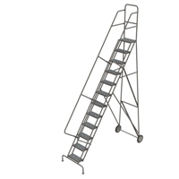 Rolling Ladder, 12 Steps, Serrated, 126" High Fastek