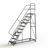 Heavy Duty Safety Slope Ladder, 10 Steps, Serrated, 50° Incline, 100" High VC585 | Fastek