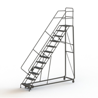 Heavy Duty Safety Slope Ladder, 12 Steps, Serrated, 50° Incline, 120" High VC587 | Fastek