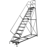Safety Slope Rolling Ladder, 13 Steps, Perforated, 50° Incline, 130" High Fastek