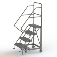 Safety Slope Rolling Ladder, 4 Steps, Serrated, 50° Incline, 40" High Fastek