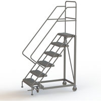 Safety Slope Rolling Ladder, 6 Steps, Serrated, 50° Incline, 60" High Fastek
