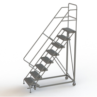 Safety Slope Rolling Ladder, 8 Steps, Serrated, 50° Incline, 80" High Fastek