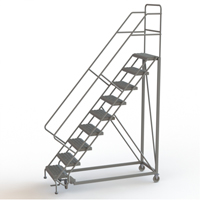 Safety Slope Rolling Ladder, 9 Steps, Serrated, 50° Incline, 90" High Fastek