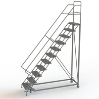 Safety Slope Rolling Ladder, 11 Steps, Serrated, 50° Incline, 110" High Fastek