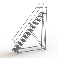 Safety Slope Rolling Ladder, 12 Steps, Serrated, 50° Incline, 120" High Fastek