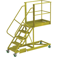 Cantilever Rolling Ladder, Supported, 5 Steps, 40" Platform Depth, 50" Platform Height Fastek