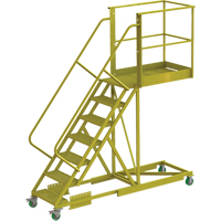 Cantilever Rolling Ladder, Supported, 7 Steps, 40" Platform Depth, 70" Platform Height Fastek