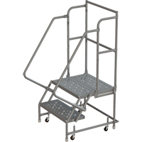 Deep Top Step Rolling Ladder, 2 Steps, 16" Step Width, 20" Platform Height, Steel Fastek