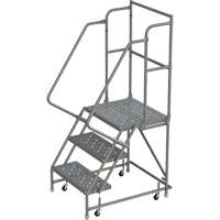Deep Top Step Rolling Ladder, 3 Steps, 16" Step Width, 30" Platform Height, Steel Fastek