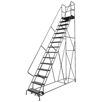 Deep Top Step Rolling Ladder, 15 Steps, 24" Step Width, 150" Platform Height, Steel Fastek