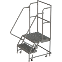Deep Top Step Rolling Ladder, 2 Steps, 16" Step Width, 20" Platform Height, Steel Fastek