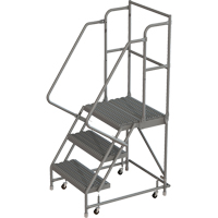 Deep Top Step Rolling Ladder, 3 Steps, 16" Step Width, 30" Platform Height, Steel Fastek