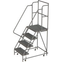 Deep Top Step Rolling Ladder, 4 Steps, 16" Step Width, 40" Platform Height, Steel Fastek