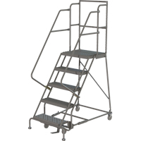 Deep Top Step Rolling Ladder, 5 Steps, 24" Step Width, 50" Platform Height, Steel VC767 | Fastek