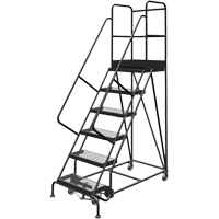 Deep Top Step Rolling Ladder, 6 Steps, 24" Step Width, 60" Platform Height, Steel VC769 | Fastek