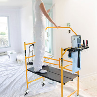 nsemble d'&eacute;chafaudage &agrave; montant de s&eacute;curit&eacute; & tablette pour outils de 4' Jobsite Series, Cadre Acier, 49-1/2" p x 57-3/4" h Fastek