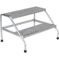 Aluminum Step Stand, 2 Step(s), 32-13/16" W x 24-9/16" L x 20" H, 500 lbs. Capacity VD458 | Fastek